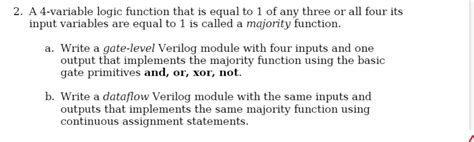 Solved 2 A 4 Variable Logic Function That Is Equal To 1 Of