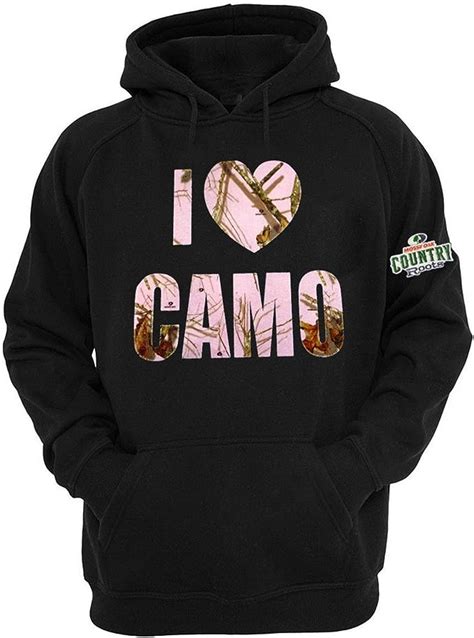 Mossy Oak I Love Camo Pink Country Hoodie New Hooded Sweatshirt At