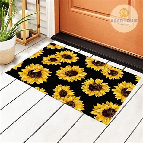 Floral Sunflower Entrance Doormat Waterproof Pvc Welcome Door Etsy