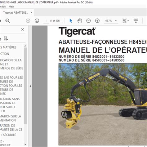 Tigercat Abatteuse Fa Onneuse H E Lh E Manuel De Lop Rateur