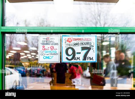 Reston Usa April 1 2020 Trader Joes Grocery Store Window Sign For