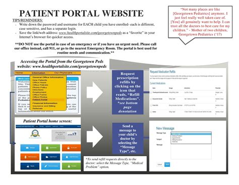 It should not be used for emergency related questions. Our patient portal is for YOU | Georgetown Pediatrics