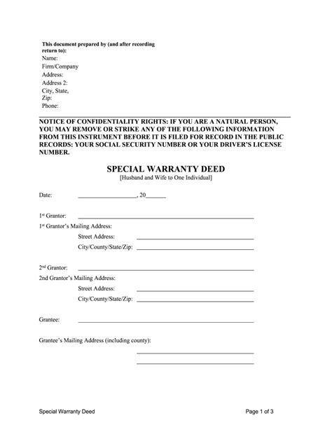 Texas Special Warranty Deed Fill Online Printable Fillable Blank