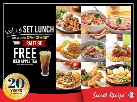 Harga ini akan dikemaskini dari masa. Secret Recipe RM17.90 Value Set Lunch FREE Iced Apple Tea ...