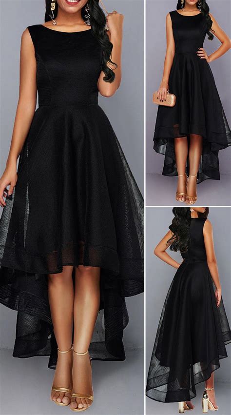 High Waist Sleeveless Mesh Patchwork Black Dress Party Dress Classy