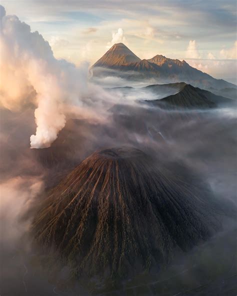 The Clusters Of Volcanoes At The Tengger Massif East Java Indonesia Oc
