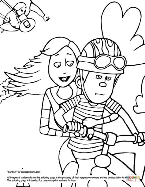 Choose the color of the text. Audrey and Ted on a Bike coloring page | Free Printable ...