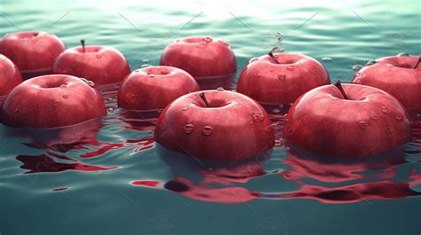 Floating Red Apples In A 3d Rendered World Background Apple Fruit Red