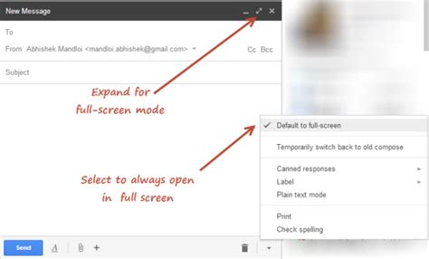 Get Full Screen Compose Box In Gmail