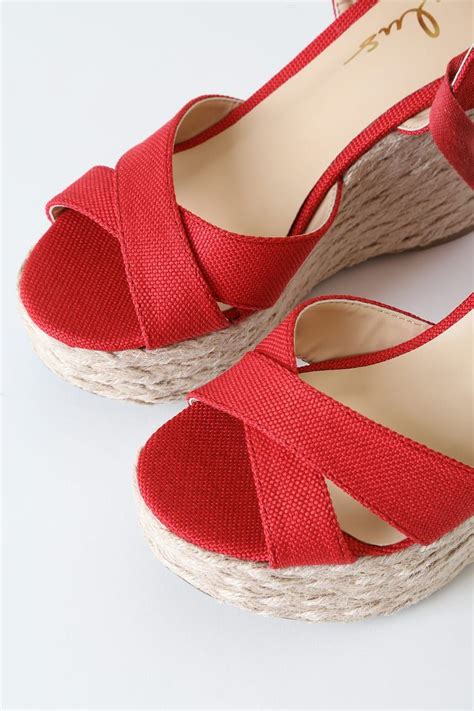 Stylish Red Wedges Espadrille Wedges Lace Up Wedges Lace Up