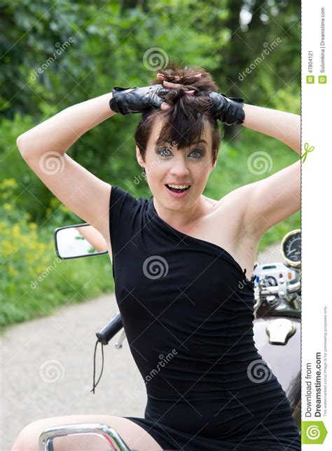 Bold And The Beautiful Girl On A Bike Stock Image Image Of Cheerful
