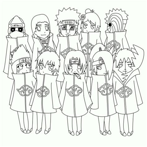 All Akatsuki Members Coloring Page Printable Sheets Naruto Artbook