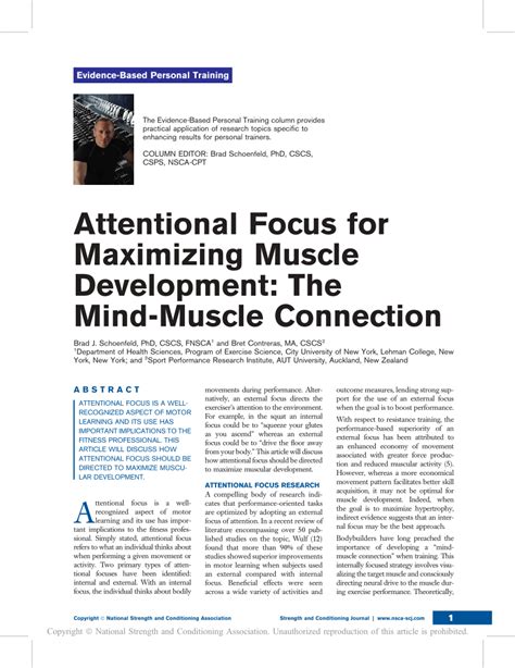 Pdf Attentional Focus For Maximizing Muscle Development