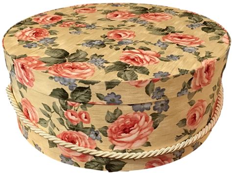 large 16” hat box in pink rose floral hat boxes large decorative fabric covered boxes round