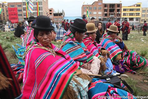 Native Bolivian People Attends The Ceremony To Sign The New