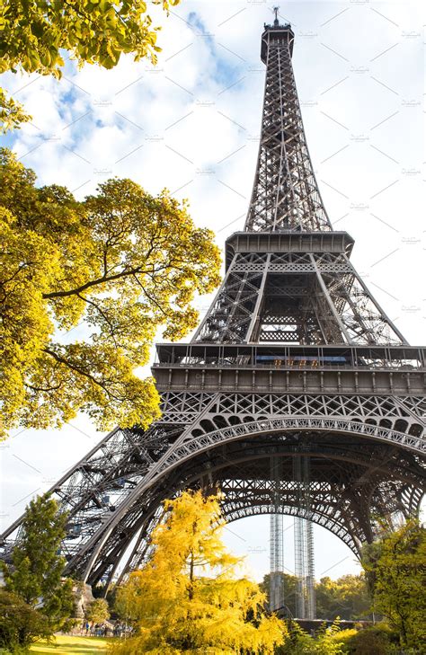 Eiffel Tower Paris In Autumn Nature Photos Creative Market