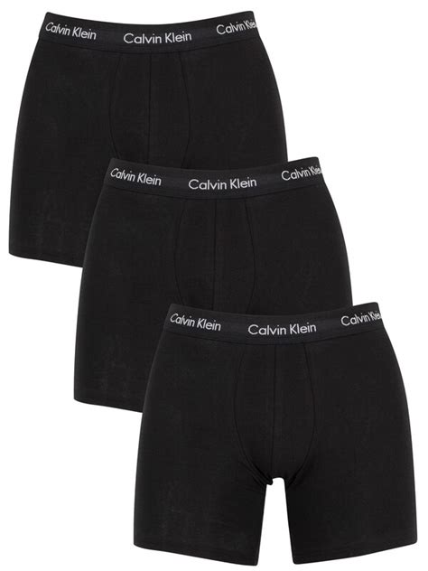 Calvin Klein 3 Pack Cotton Stretch Boxer Briefs Black Standout