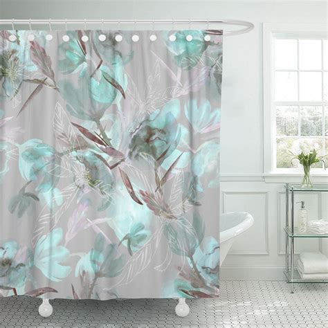 Bsdhome Teal Pattern Flowers Watercolor Brown Floral Abstract Color
