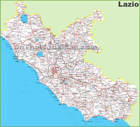 Grande Mappa Dettagliata Di Lazio Con Città