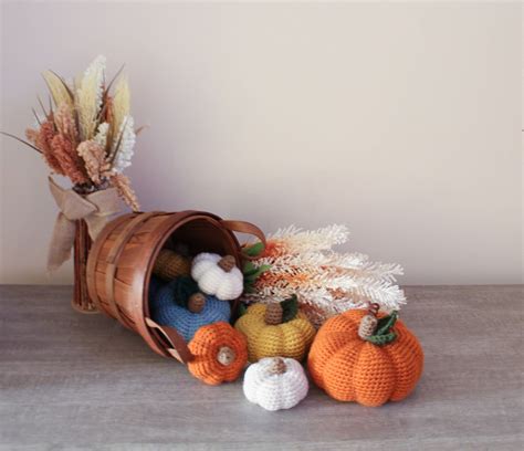 Set of 12 Fall Decor Pumpkins - Rustic Farmhouse Pumpkins - Crochet Pumpkins - Toy Pumpkins ...