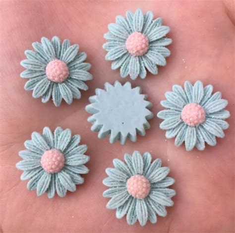 20pcs 20mm Charm Glitter Daisy Flower Resin Flatback Cabochon Etsy