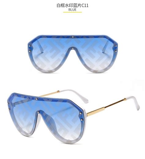 Oversized F Letters Tint Aviator One Piece Sunglasses