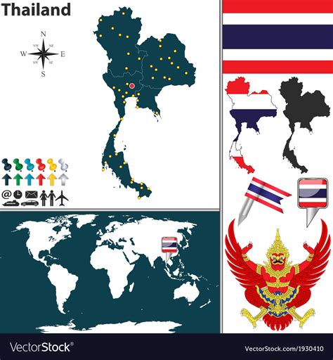 Thailand Map World Royalty Free Vector Image Vectorstock