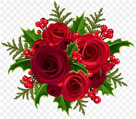 Christmas Flower Bouquet Rose Clip Art Png 6250x5485px Christmas