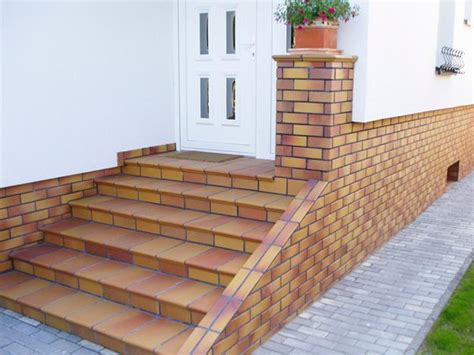 Flooring ideas diy stair basement apartment. Building Exterior Stairs with Classy Bricks and Modern Tiles