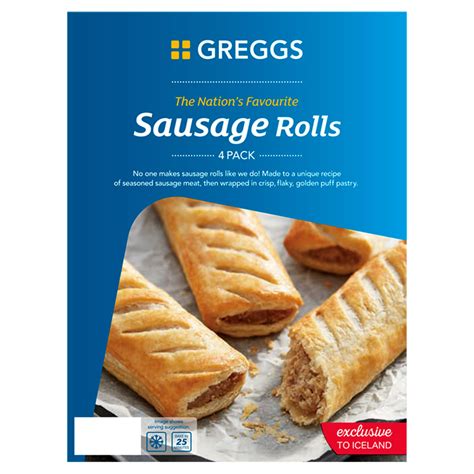 Greggs 4 Sausage Rolls 427g Greggs Iceland Foods