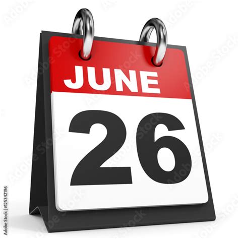 June 26 Calendar On White Background Photo Libre De Droits Sur La