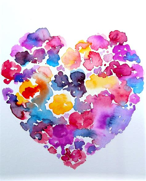 Love Floral Heart Abstract Watercolor Original By Lanasart Watercolor