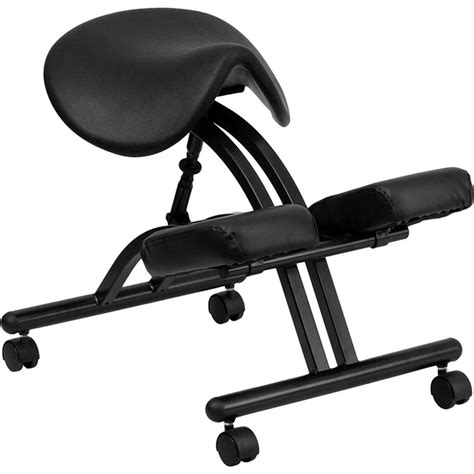 Ergonomic Kneeling Office Chair With Black Saddle Seat