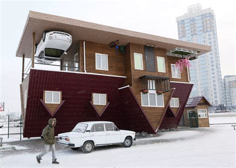 this house built upside down in russia s siberian city of krasnoyarsk was constructed as an