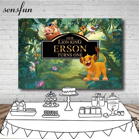 Sensfun Forest Cartoon Lion King Backdrop Boys 1st Birthday Party