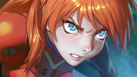 red haired female anime character neon genesis evangelion asuka langley soryu ilya kuvshinov