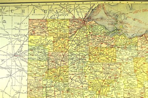 Antique Ohio Railroad Map Of Ohio Wall Art Decor Extra Large Etsy