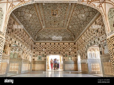 Interior Shot Of Amer Fort Jaipur Rajasthan India Stock Photo Alamy