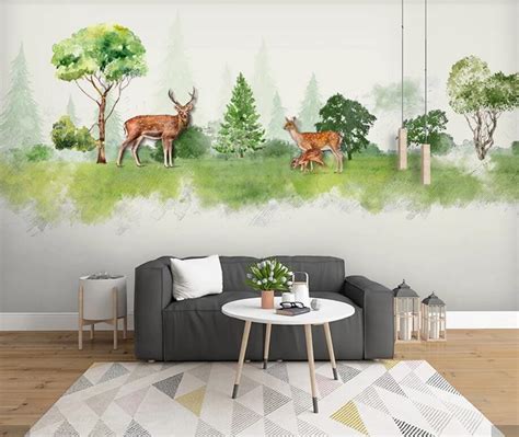Here's what you'll need beforehand (not included with your purchase): 3D Watercolor Forest ELK Animal Kids Bedroom Wallpaper ...