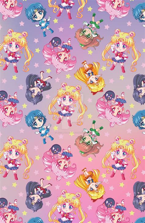 Chibi Sailor Team Crystal Pattern By Riccardobacci Chibi Wallpaper