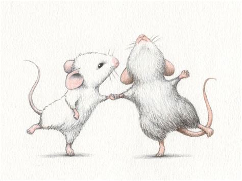 Dancing Mouses Mouse Illustration Mouse Drawing Animal Drawings