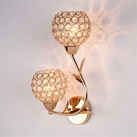 Modern Led Crystal Wall Lamp Sconce Light Bulb Bedroom Bedside Hallway