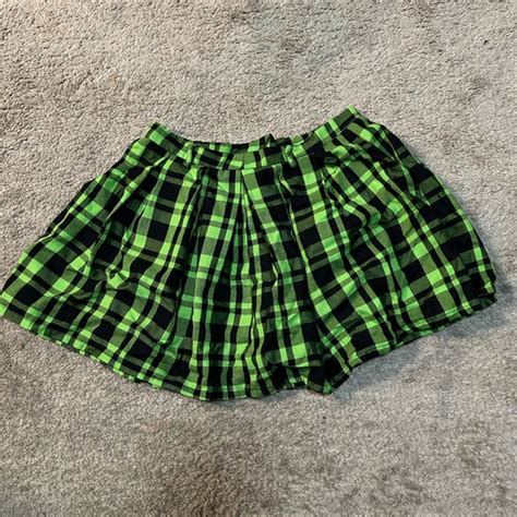 Hot Topic Skirts Green And Black Plaid Skirt Poshmark