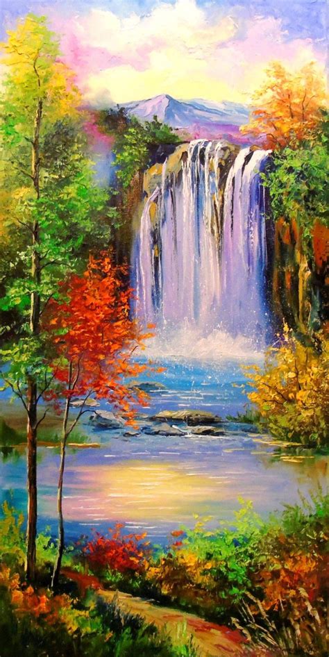 Mountain Waterfall Painting Large Art Prints By Janet Simmons Buy