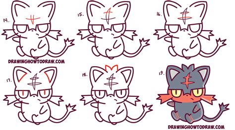 How To Draw Cute Litten Evolution From Pokemon Sun And Moon Kawaii