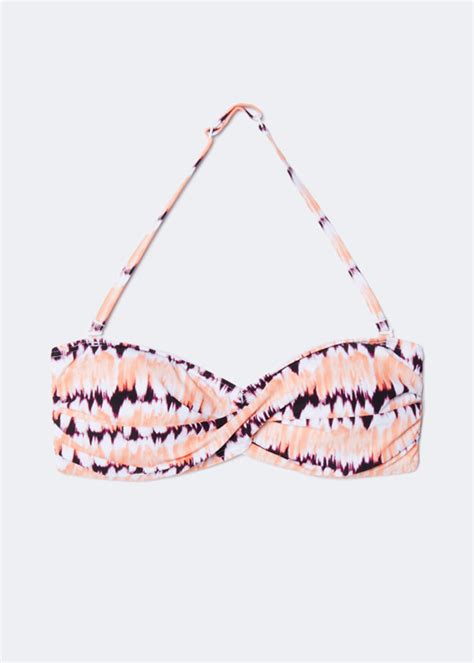Coral Tie Dye Twist Front Bikini Top Bikini Tops Swimwear Womens