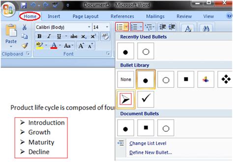 To Create Bulleted And Numbered Lists In Ms Word Javatpoint