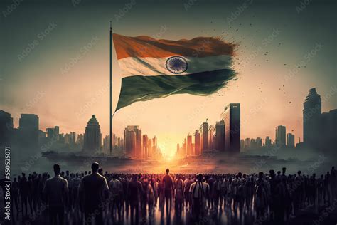 Ai Generated Image Of A Large Crowd Of Indians Saluting The Indian Flag