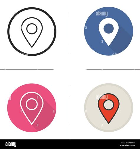 Pinpoint Icon Flat Design Linear And Color Styles Geo Location Mark