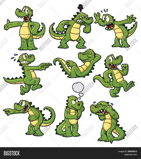 Nine Cartoon Crocodiles All Can Vector And Photo Bigstock